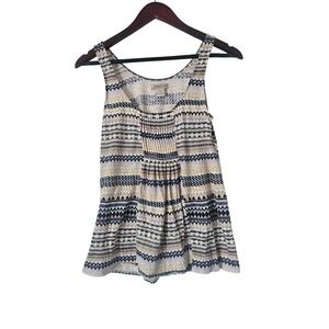 Lucky Brand Sleeveless Modal Cotton Boho Aztec Print Swing Tank Top Size XS